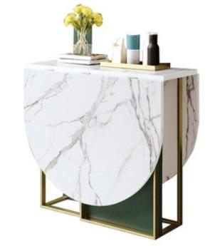 Dining Table (Category: Tables & Sets) located in Singapore. Submitted by sxiaohui (Listing ID 1009407753, Image 3). Description: Less than 4 months old. Dinning table at tip top condition. Able to fold it (Refer to 3rd picture) Marble design laminate. Black and gold colour. Space saving table with storage. Measurement : 1572*800*730 Any question, PM me..