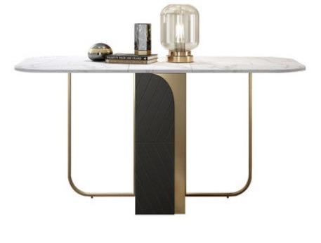Dining Table (Category: Tables & Sets) located in Singapore. Submitted by sxiaohui (Listing ID 1009407753, Image 1). Description: Less than 4 months old. Dinning table at tip top condition. Able to fold it (Refer to 3rd picture) Marble design laminate. Black and gold colour. Space saving table with storage. Measurement : 1572*800*730 Any question, PM me..