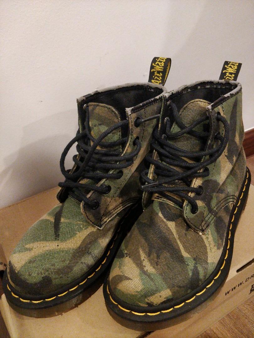 Dr Martens Large Camo Waxy Canvas Men s Fashion Footwear Boots
