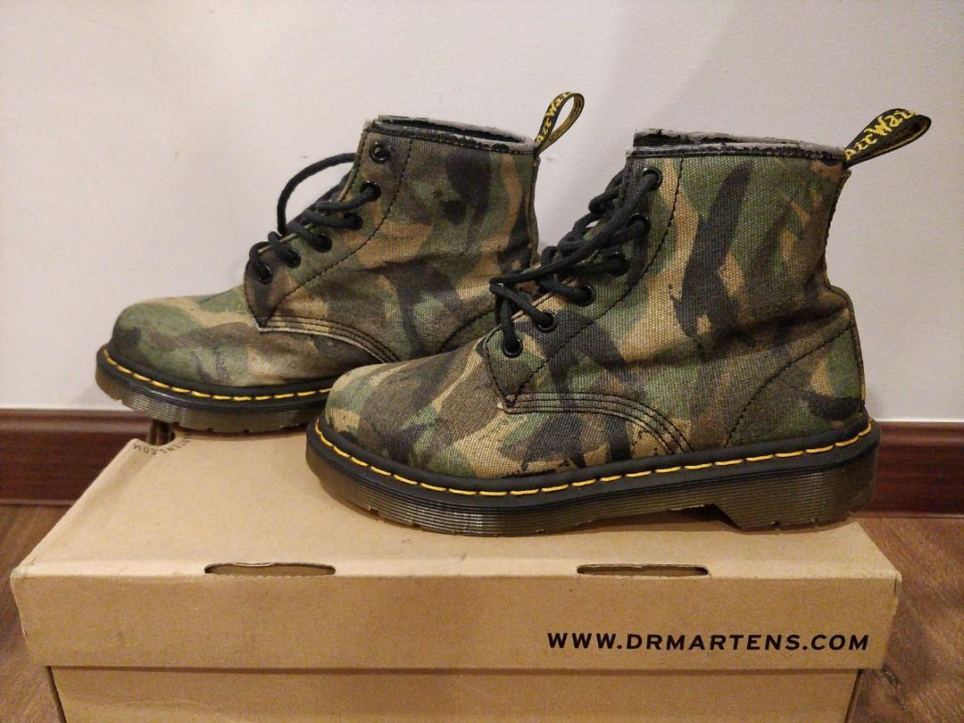 Dr Martens Large Camo Waxy Canvas Men s Fashion Footwear Boots