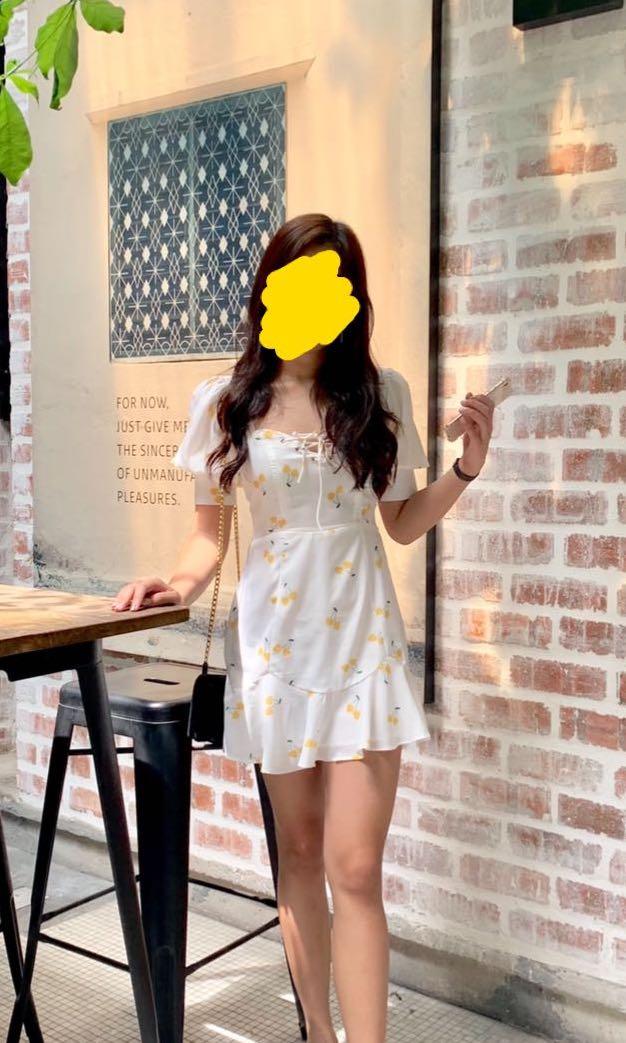 For Love And Lemons Inspired Puff Sleeve Yellow Cherry Dress Women S Fashion Clothes Dresses Skirts On Carousell