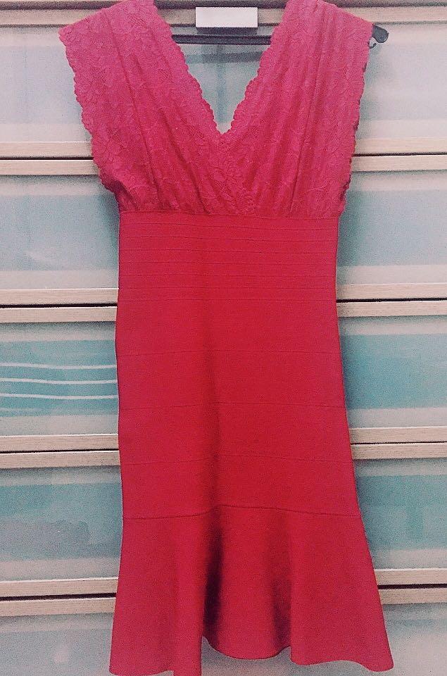 red lace peplum dress