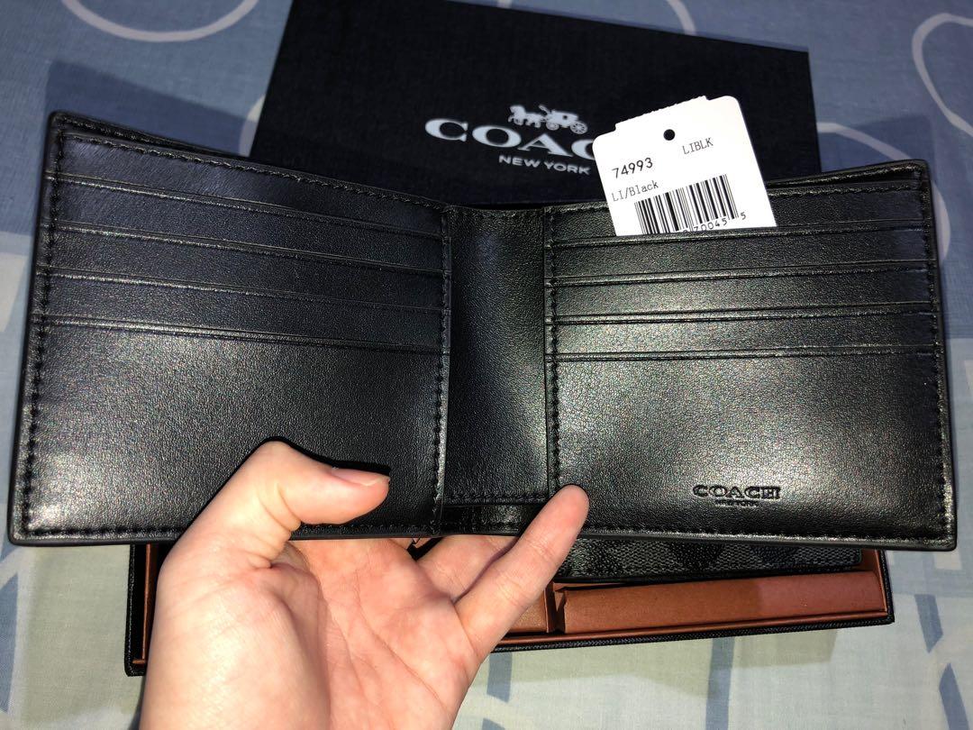 Hasil Menang Bid Coach Men Wallet Gift Set Signature Black Fesyen Pria Tas Dompet Dompet Di Carousell