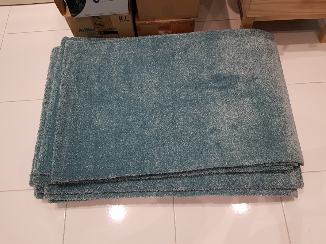 Ikea Langsted Turquoise Low Pile Rug 60x90cm Home Furniture Others On Carousell