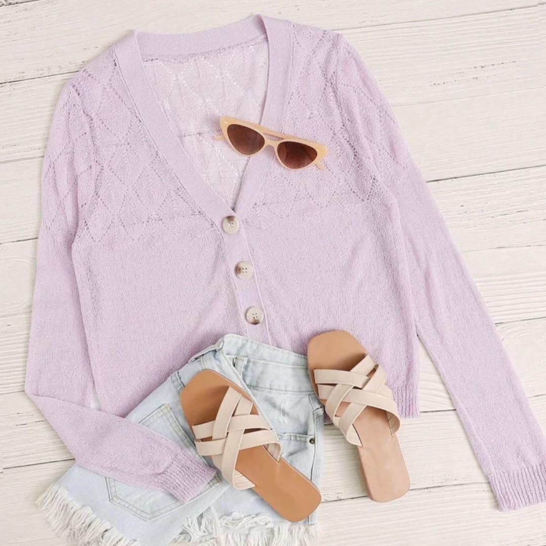 Instock Shein Knit Button Front Sheer Cardigan Women S Fashion Clothes Outerwear On Carousell Pastel pink app icon for ios 14 & android #pink #rose #pastel #icon #app #gallery #photos #aesthetic #ios14 #iphone #android. carousell