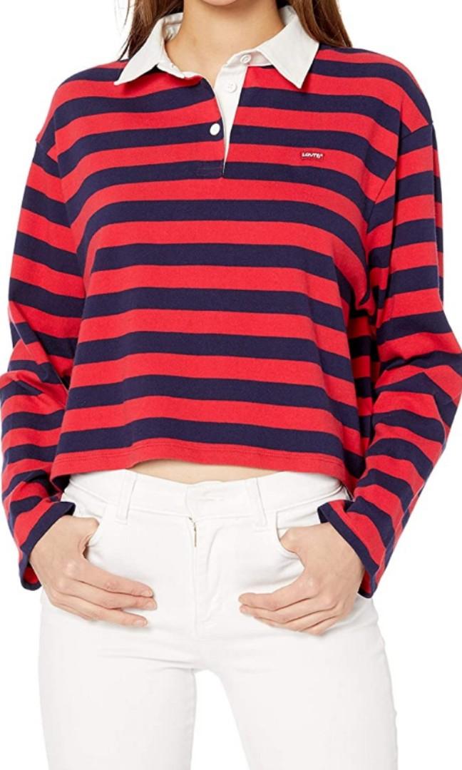 Levi's Striped Cropped Rugby Shirt, Women's Fashion, Tops, Longsleeves on  Carousell