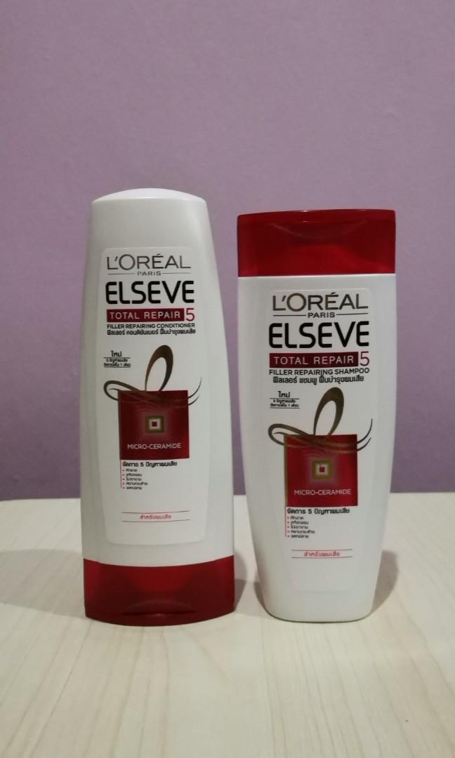 L Oreal Paris Elseve Total Repair 5 Shampoo And Conditioner Set Health Beauty Hair Care On Carousell