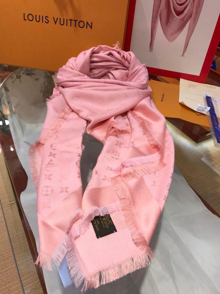 LOUIS VUITTON pink scarf shawl silk cashmere mix