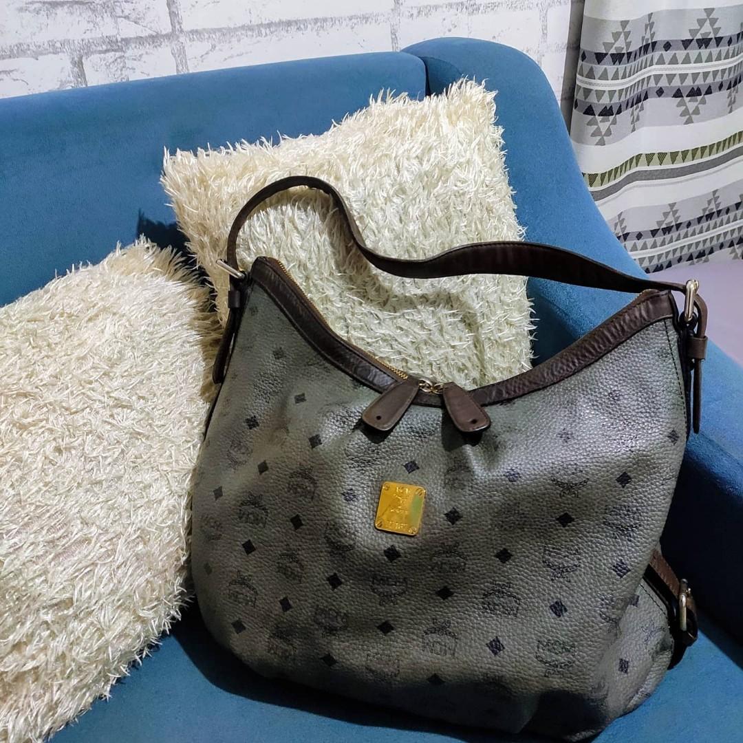MCM Visetos Brown Hobo Leather, Luxury, Bags & Wallets on Carousell