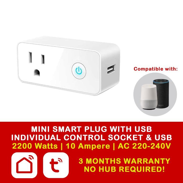 Mini Wi Fi Smart Plug With Usb Port Compatible With Alexa