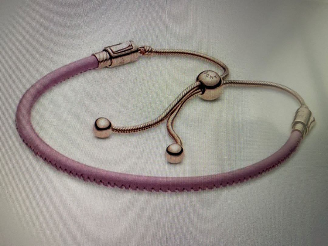 Pandora rose gold pink leather slider 