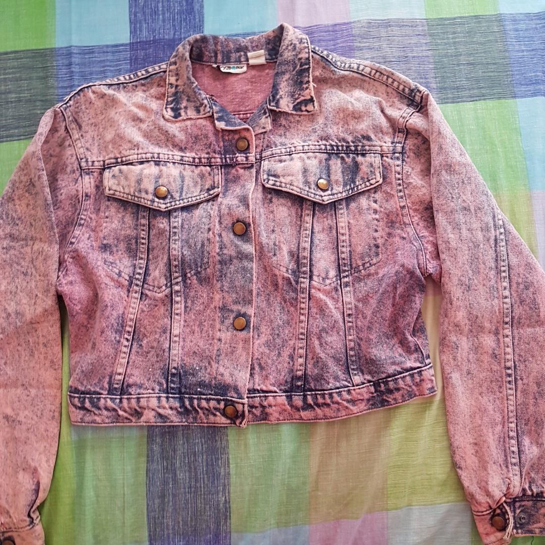 pink cropped denim jacket