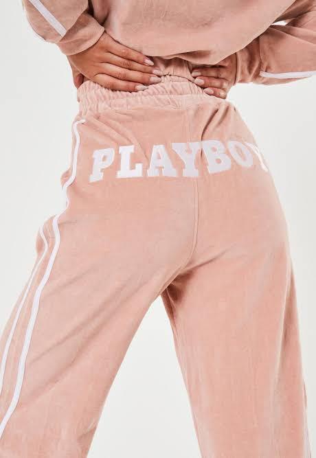 Playboy Velour Wide Leg Pants, Women's 