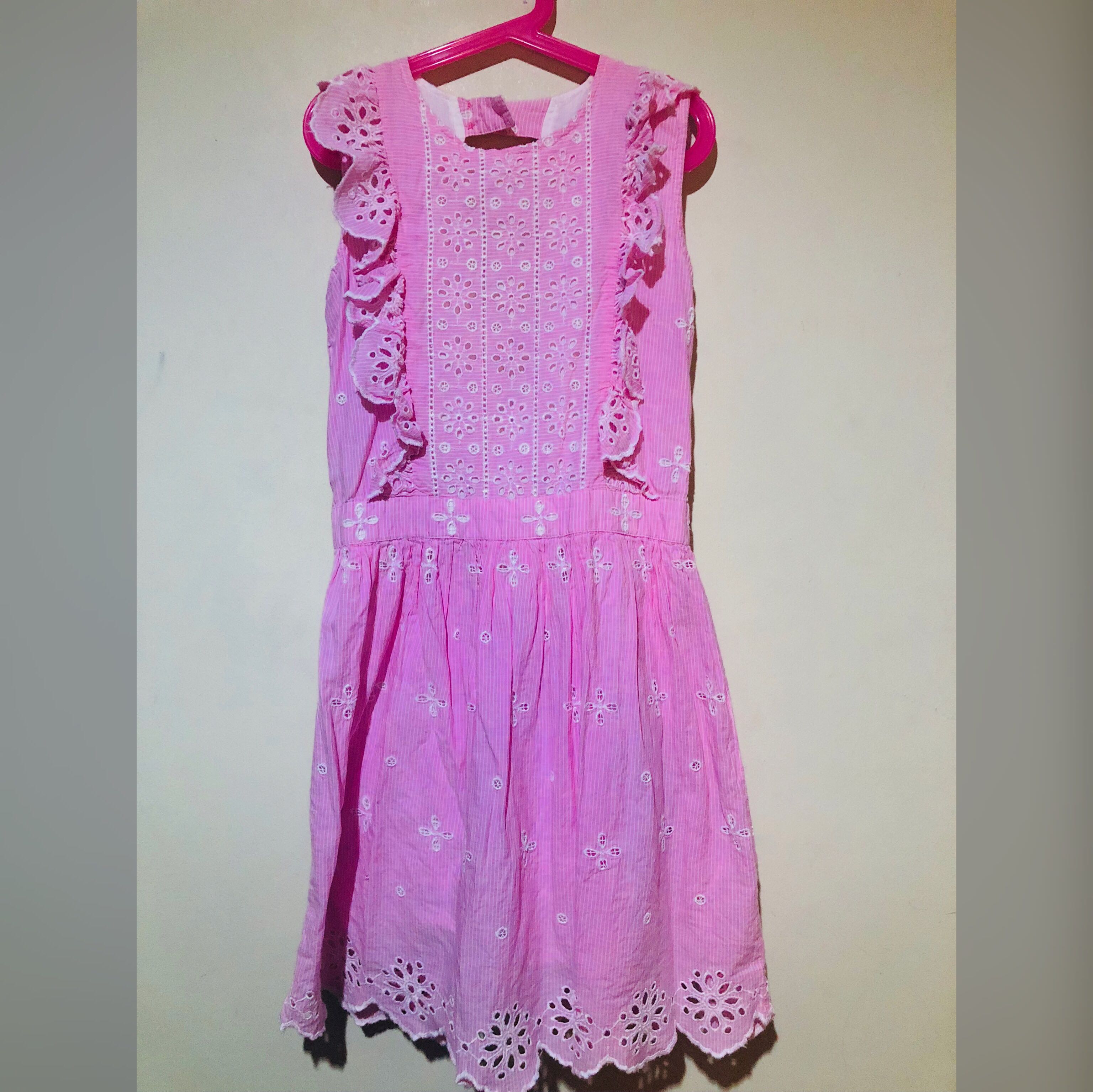 pink eyelet dress