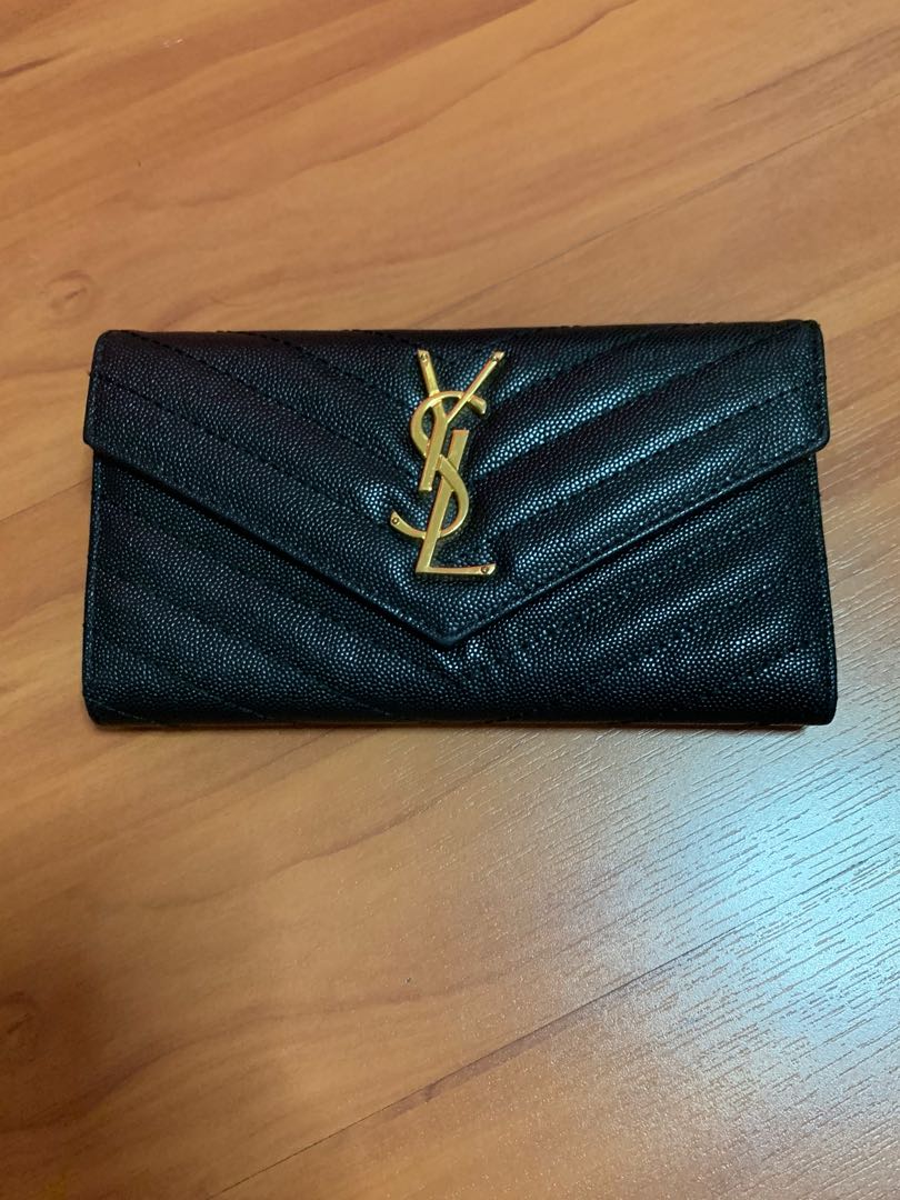 Monogram large flap wallet in grain de shop poudre embossed leather
