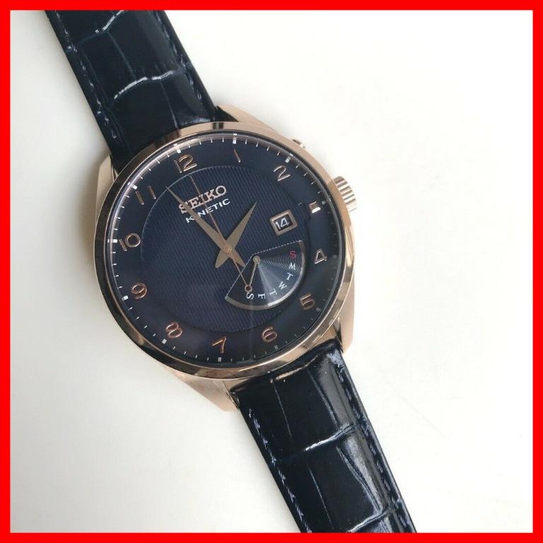 Seiko Kinetic Neo Classic Blue and Rose Gold Dial Black Leather Strap Men  Watch, Men's Fashion, Watches & Accessories, Watches on Carousell