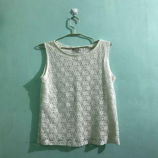 White Sleeveless lace top