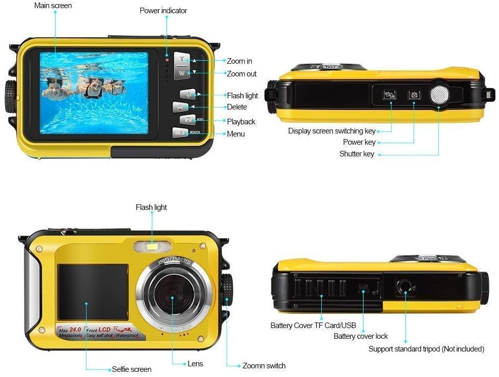 ** Underwater Camera Camcorder FULL HD 2.7K for Snorkeling 48.0 MP