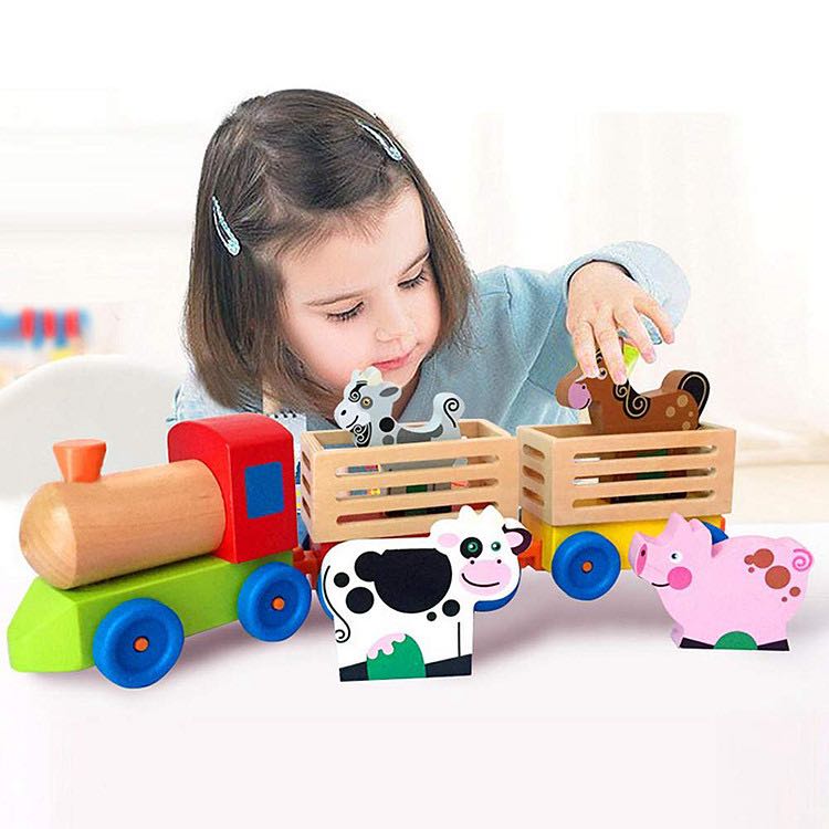 Farm animal train set sales