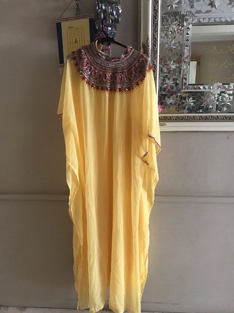 Yellow abaya  very beautiful  Women s Fashion Clothes 