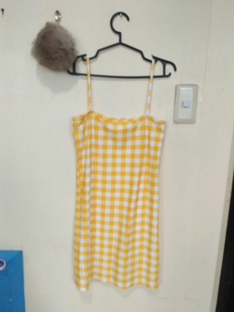 yellow checkered dress