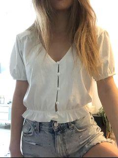 ZARA • White button blouse