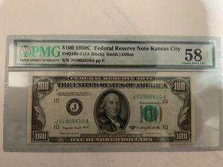 1950C US $100 Note PMG58