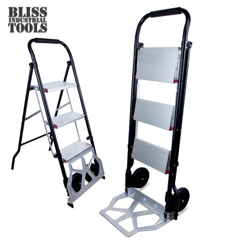 3 Step Aluminum Ladder Wheeler With Trolley Home Furniture