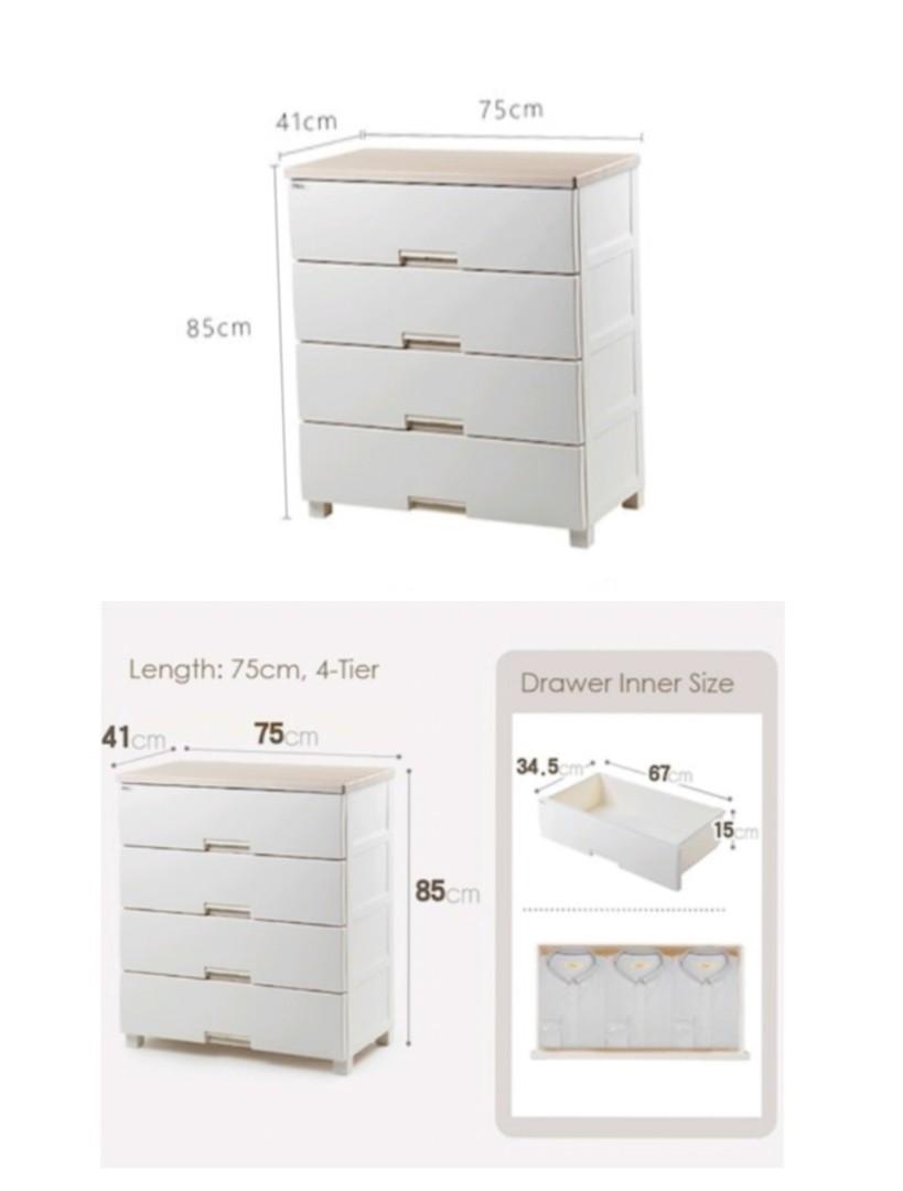 4/5 Tier Wooden Top Plastic Drawer Storage Furniture & Home