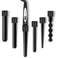 Abody 5 in 1 Curling Iron Professional Curling Iron Wand Set with 5 Interchangeable Hair Curler Ceramic Barrels with Heat Protective Glove Travel Case for Girls Women Gift Black Beauty