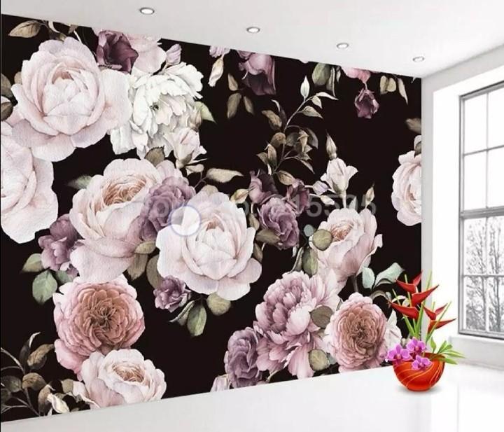 Big Roses Flowers Wallpaper English Style Furniture Home Decor