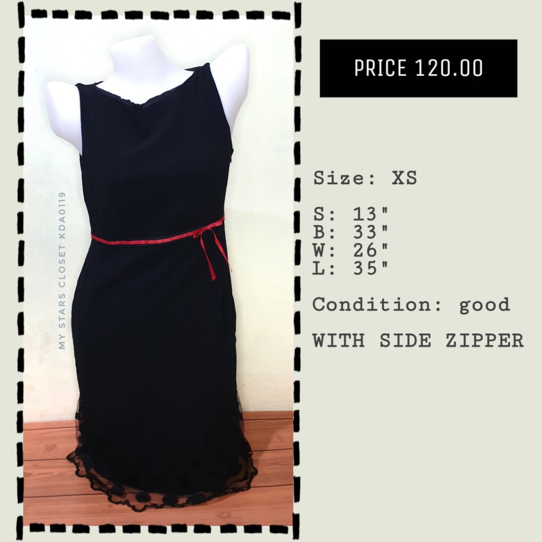 black dress with red ribbon