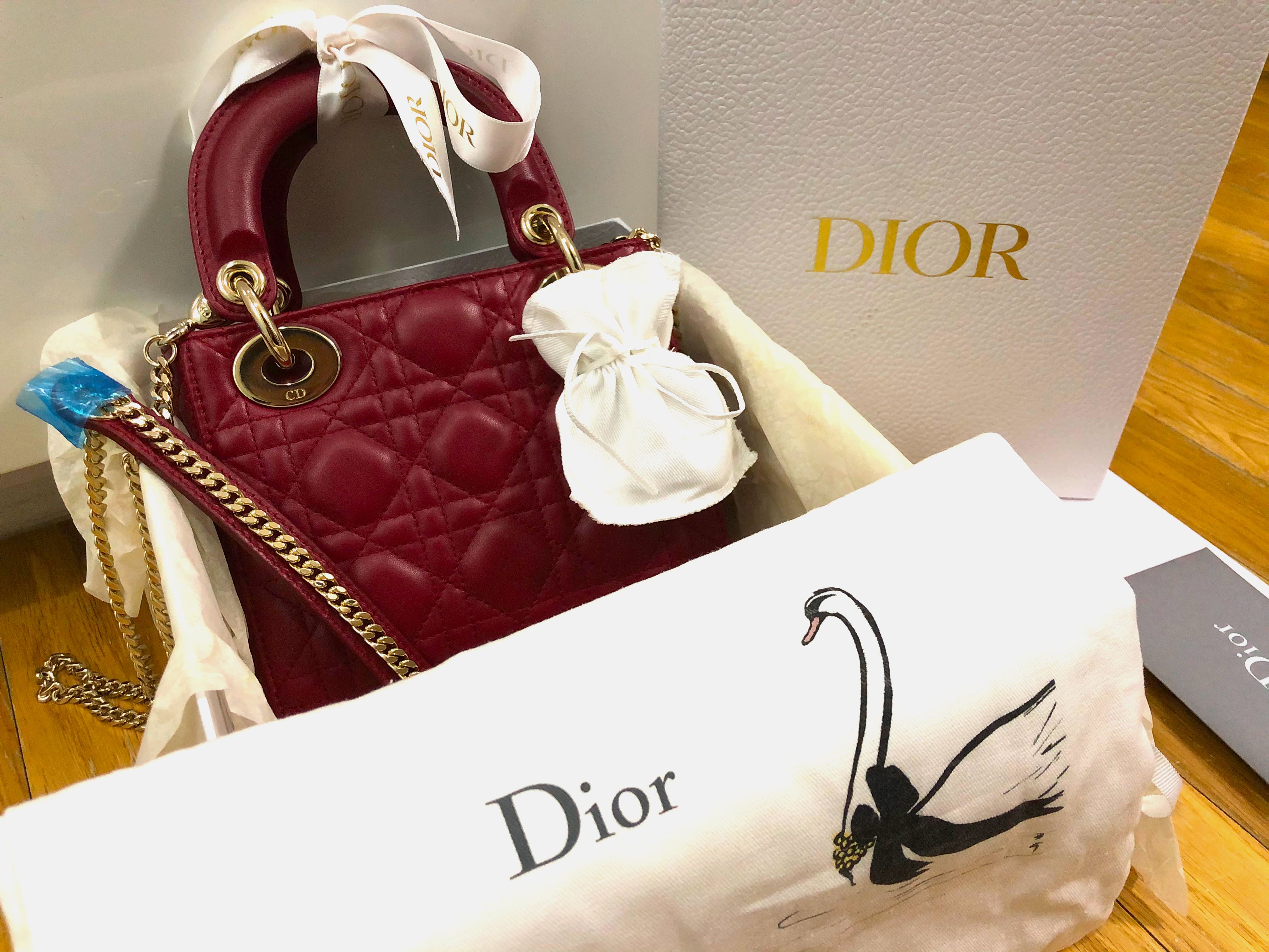 NEW in Lt ED BOX LADY DIOR Cherry Red Patent Cannage Calfskin Small Bag  Gold Hdw  eBay
