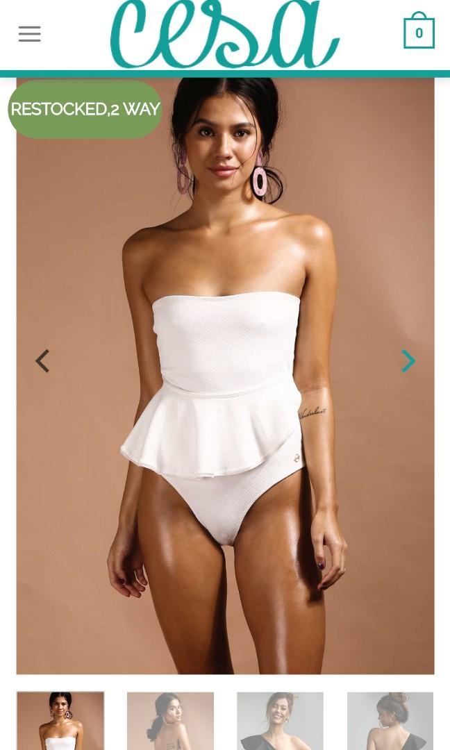 BNWT! Cesa Juliet 2-way maillot in white (Category: Others Tops) located in Quezon City. Submitted by ____kp (Listing ID 1009726982, Image 3). Description: Still negotiable! SRP: 2,480 This is so pretty but never got to use it and it's sold out in several sizes on the site already. Size L but I think it can fit M to L. Measurements are in the last photo ☺ RFS: too big on me now.