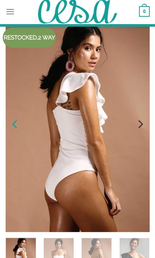 BNWT! Cesa Juliet 2-way maillot in white (Category: Others Tops) located in Quezon City. Submitted by ____kp (Listing ID 1009726982, Image 2). Description: Still negotiable! SRP: 2,480 This is so pretty but never got to use it and it's sold out in several sizes on the site already. Size L but I think it can fit M to L. Measurements are in the last photo ☺ RFS: too big on me now.