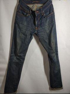 Celana Jeans Nudie thin fin ecru embo W27 L32