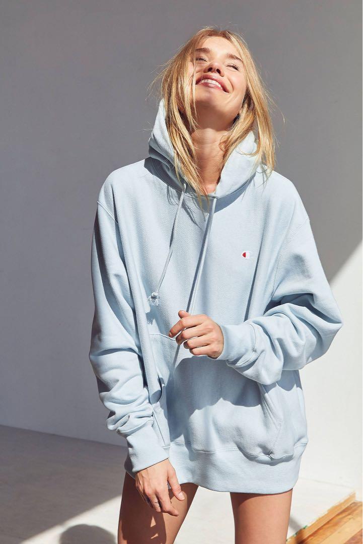 champion blue hoodie womens