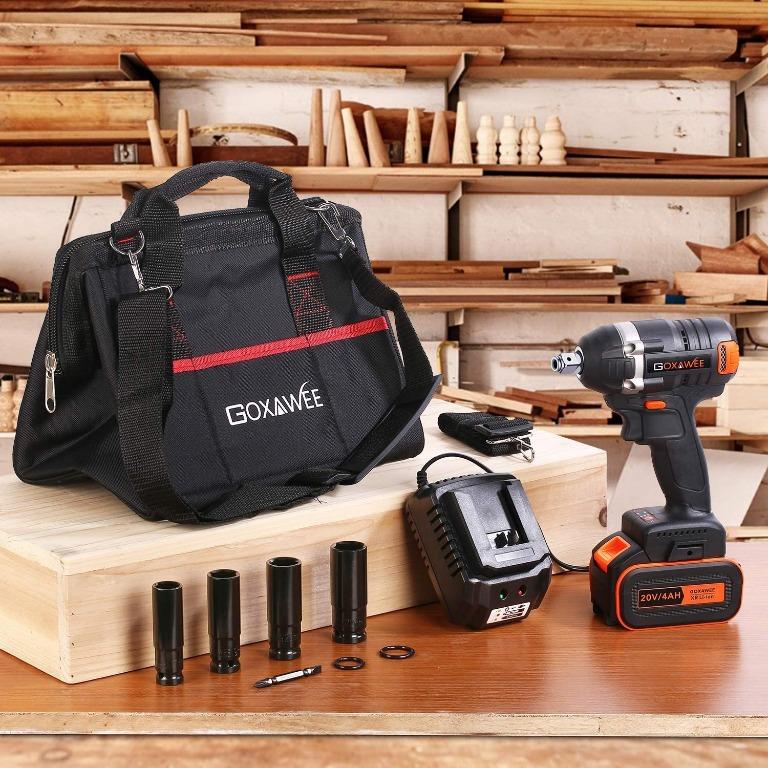 Cordless Impact Wrench GOXAWEE 20V Electric Impact Driver 4.0Ah