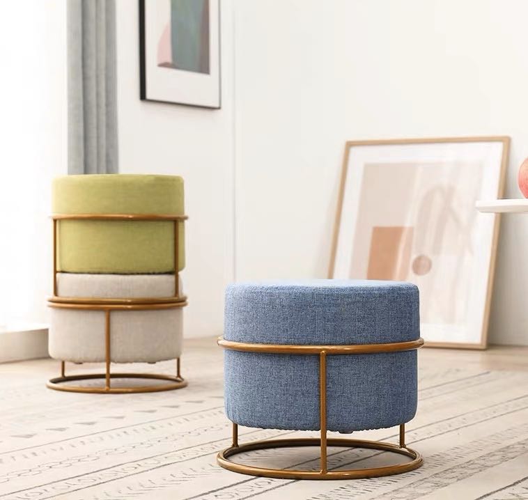 Cotton Linen Circular Modern Stool Furniture Tables Chairs On