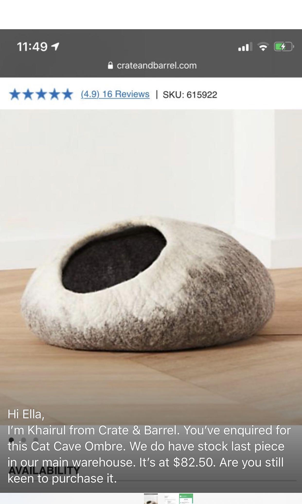 Crate Barrel Cat Cave Ombr Bed Pet Supplies Homes Other Pet
