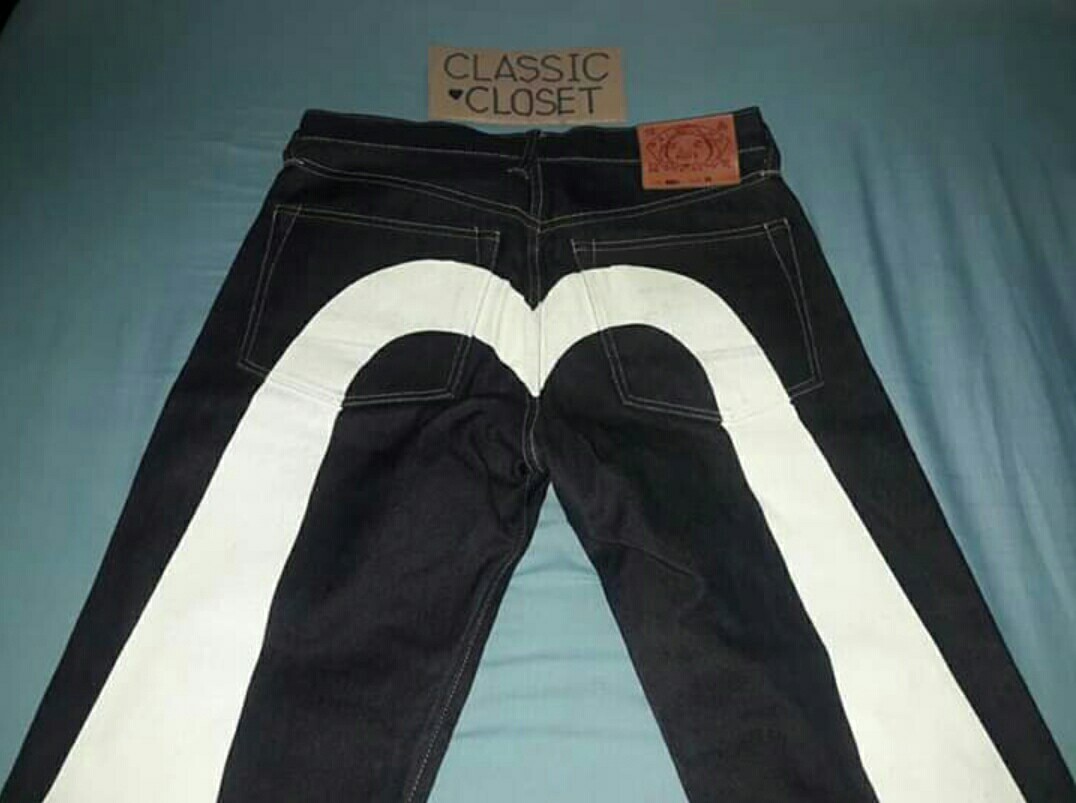 Evisu White Selvedge Jeans Big Logo, Fashion, Bottoms, on Carousell