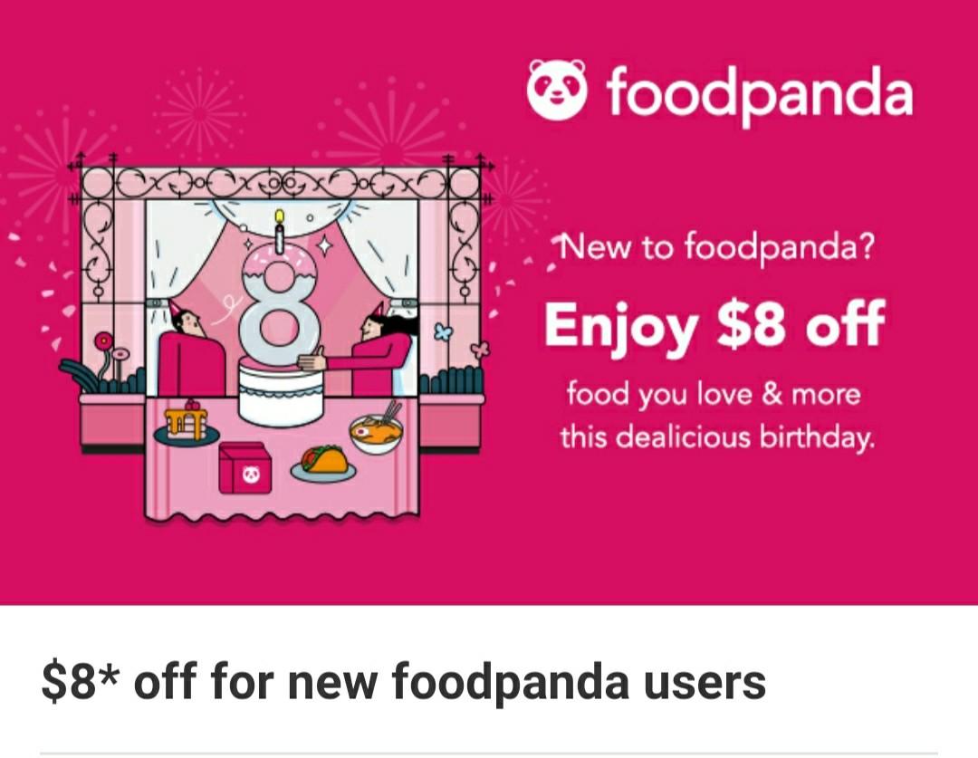 Foodpanda 8 off min spend 8 voucher for new users