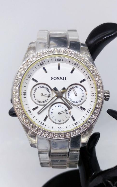 Fossil watch clear band clearance