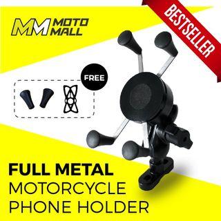 Full Metal Motorcycle Phone Holder / X grip phone mount for Bike, Motorbike, Bicycle, Ebike