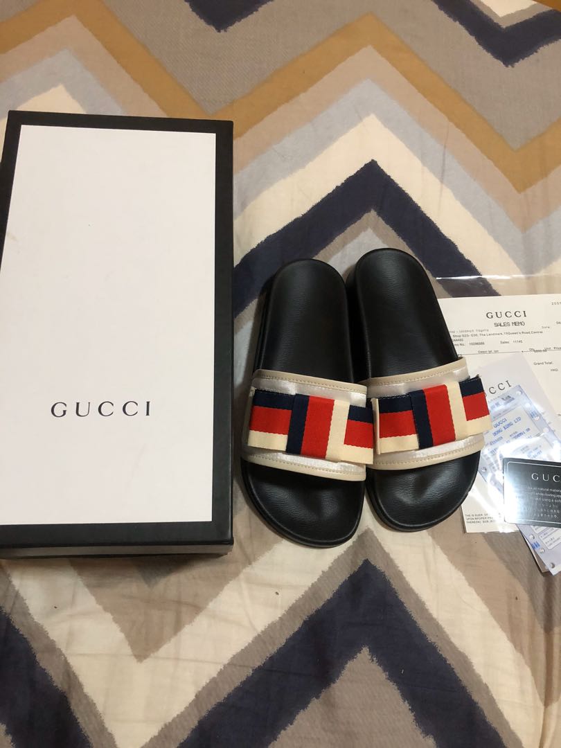 Gucci bow slides Women s Fashion Footwear Flats Sandals on