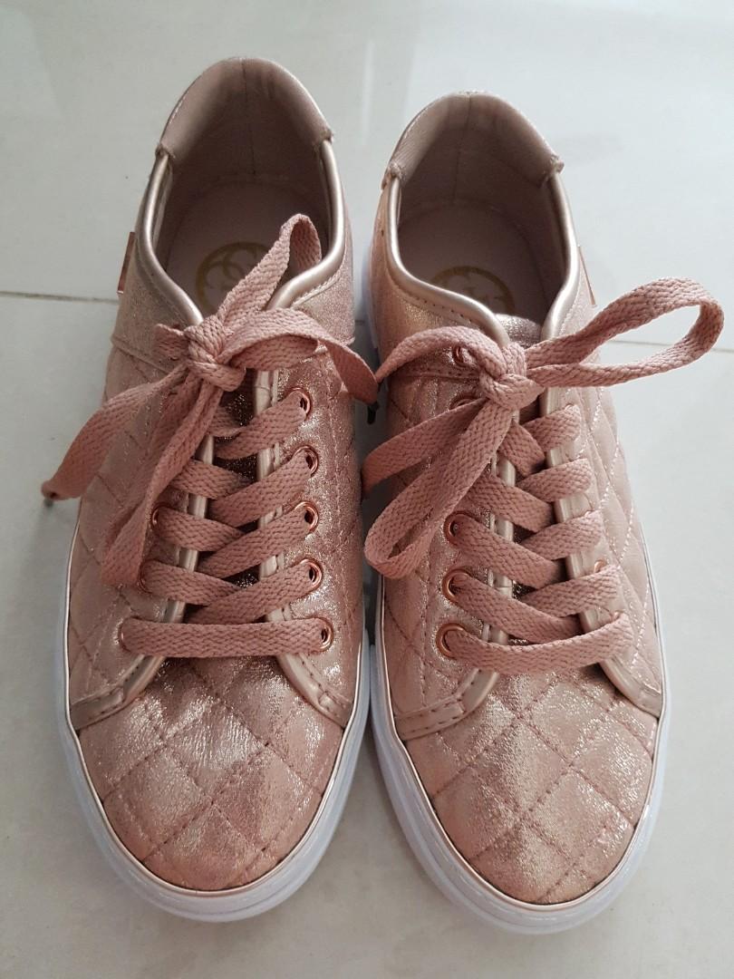 GUESS rose gold quilted sneakers - size 