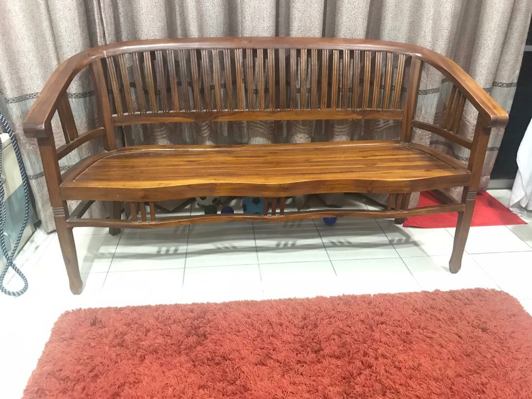 Kerusi Kayu Jati 3 Seat Furniture Home Living Furniture Sofas