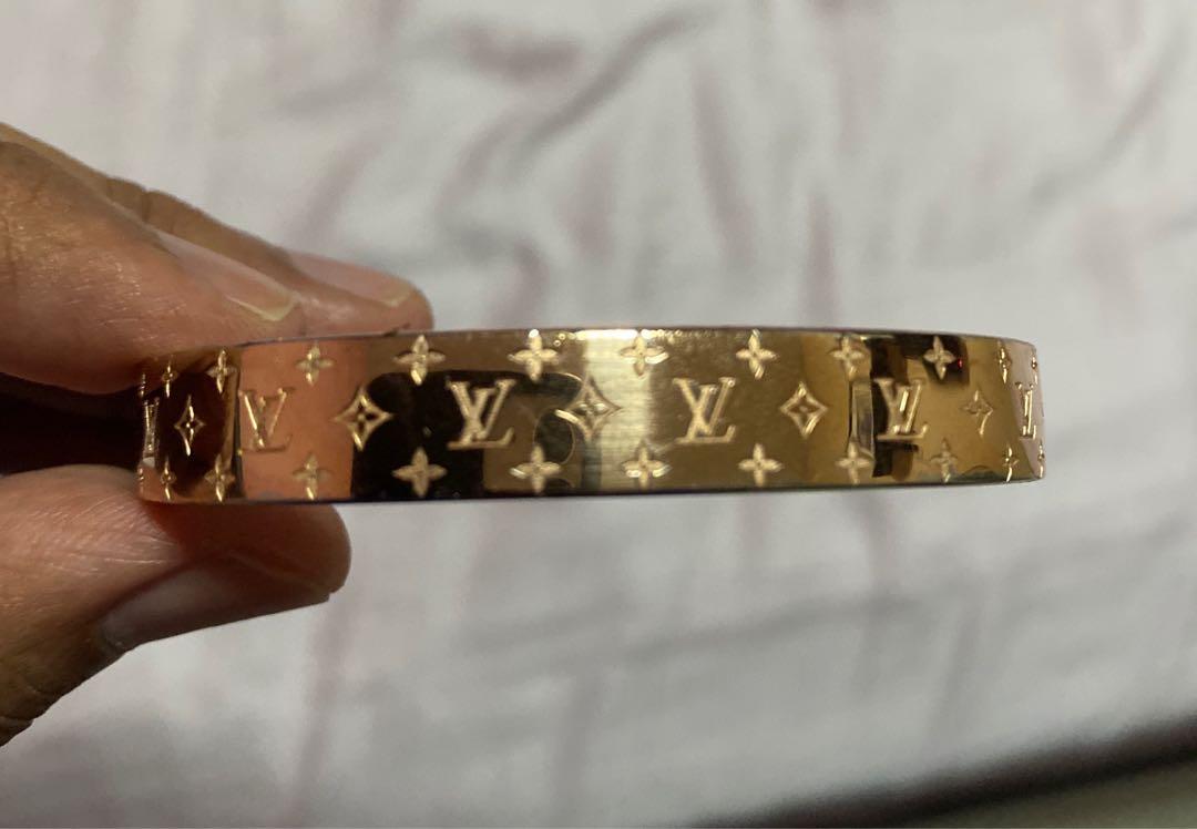 LOUIS VUITTON Brass Monogram Nanogram Cuff S Pink Gold 1279607