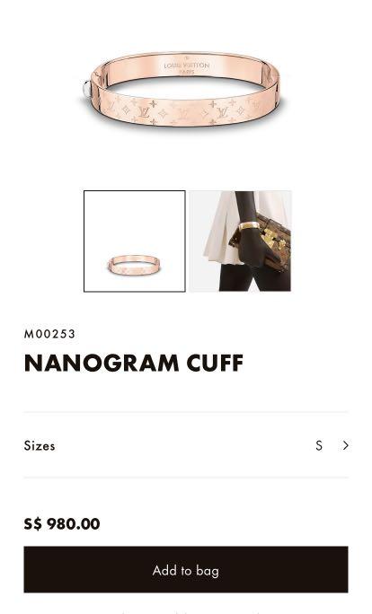 LOUIS VUITTON Brass Monogram Nanogram Cuff S Pink Gold 1223020