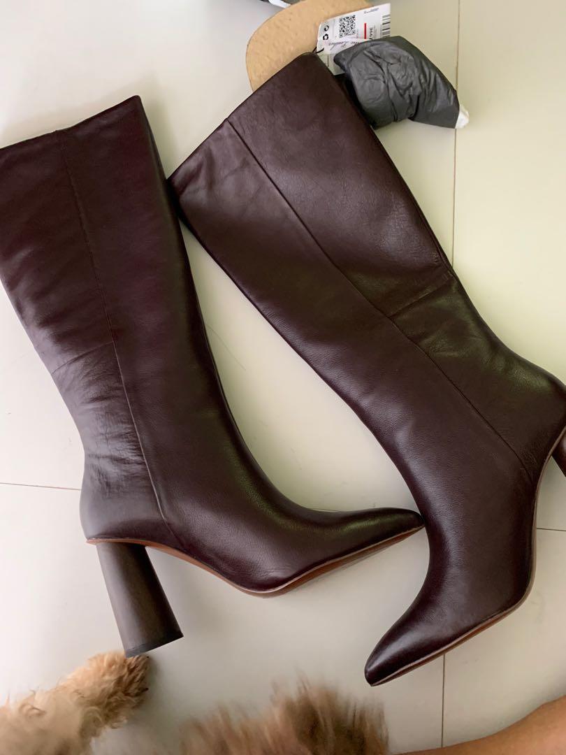 mango knee high leather boots